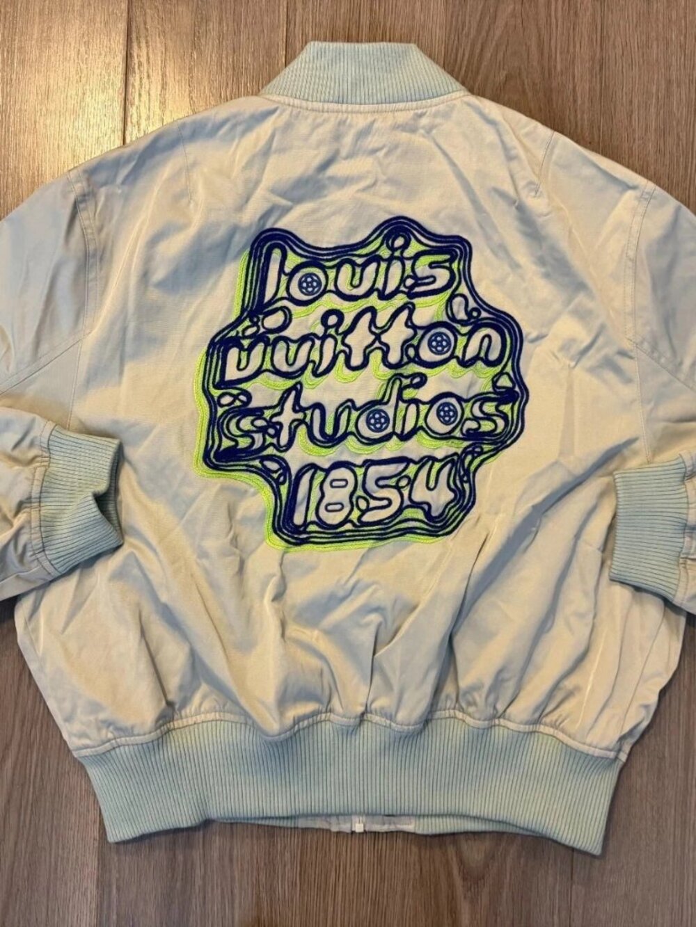 Louis Vuitton Embroidered Lightweight Bomber Jacket aqua sz 48 M